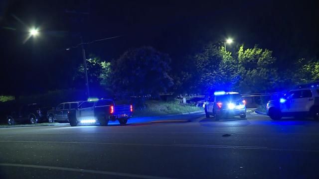 Shooting scene outside of StarBar in Raleigh on April 13, 2025.
