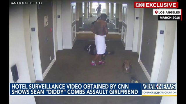 Security video aired by CNN appears to show Sean "Diddy" Combs attacking singer Cassie in a Los Angeles hotel hallway in 2016.  