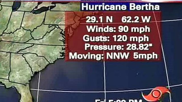 Bertha bending more easterly, may miss Bermuda