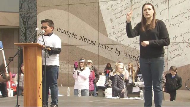 12-year-old speaker fires up Raleigh March for Our Lives 