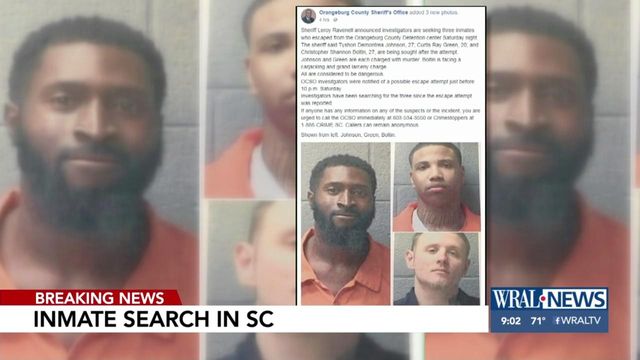 Search underway for escaped inmates in South Carolina