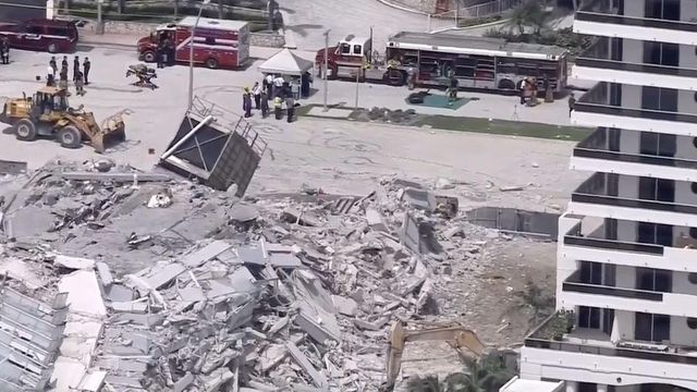 Raw: Person hurt during demolition of Miami Beach building