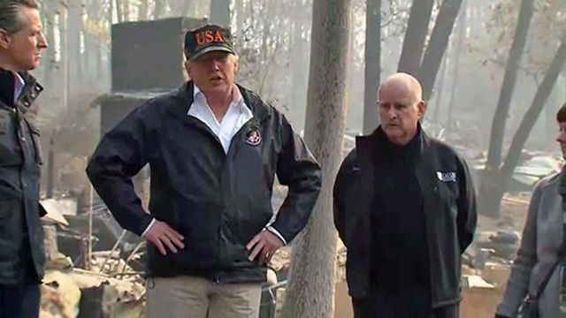 As wildfires continue to burn, Trump surveys damage in California