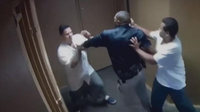 Brutal attack on prison guards caught on camera
