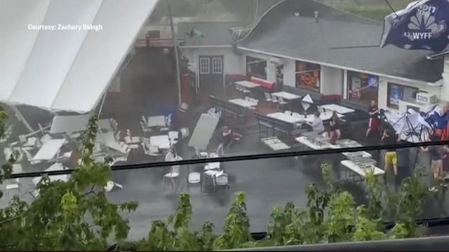 Whoa! Wind tosses restaurant worker onto roof