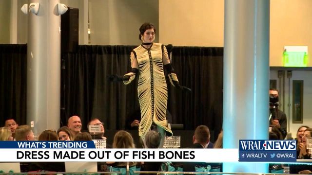 Artist in Alaska makes dress from fish bones