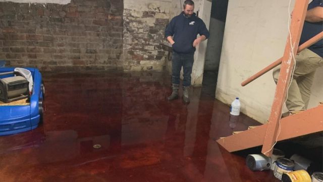 Blood from neighboring meat locker floods family's basement