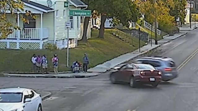 Scary moment as crash at busy Columbus, Ohio, intersection strikes child waiting for bus