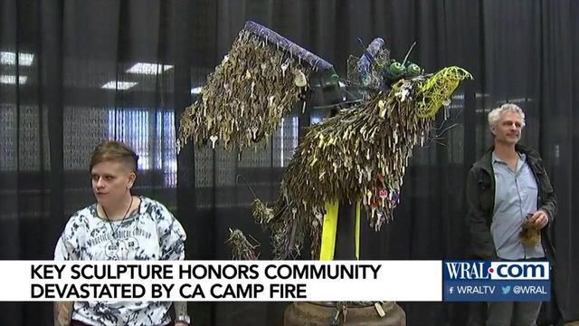 Statue made of keys from people who lost home, vehicles in California fire