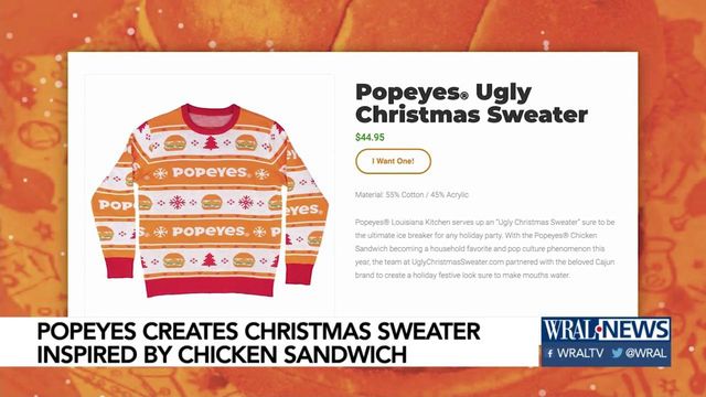 Popeyes introduces ugly sweater inspired by chicken sandwich