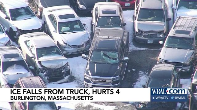 Four injured, one seriously, after ice from truck smashes into windshield