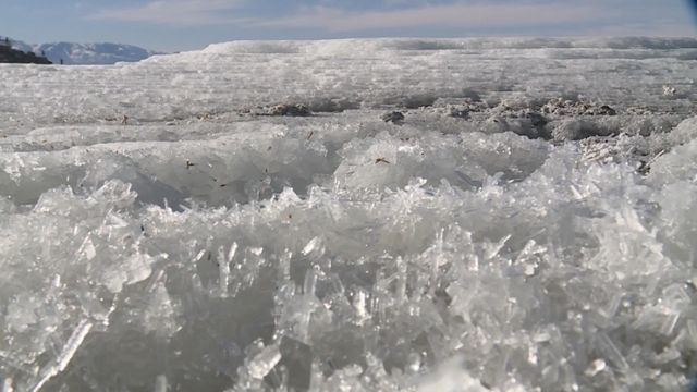 Rare sight: Salt mounds form on Great Salt Lake