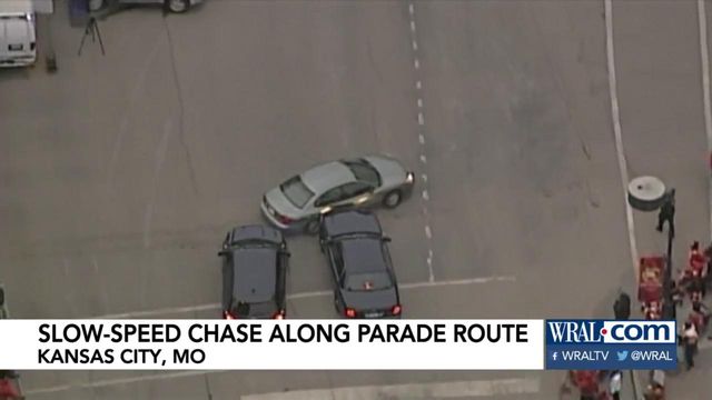 Police end up in chase with vehicle during Chiefs' Super Bowl parade