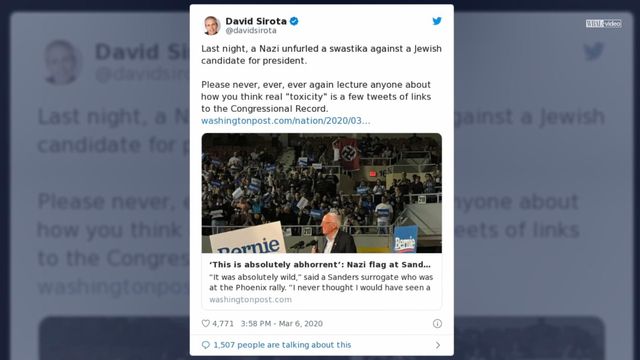 Man waves Nazi flag at Bernie Sanders rally