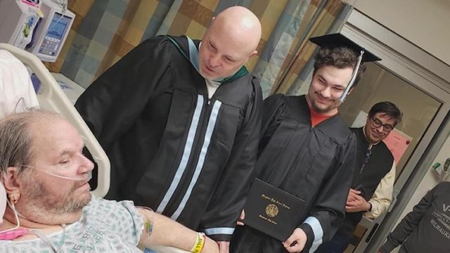 Dying dad sees son graduate