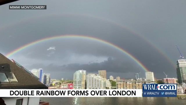 Rare double rainbow seen over London