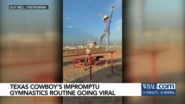 Cowboy's gymnastics routine goes viral