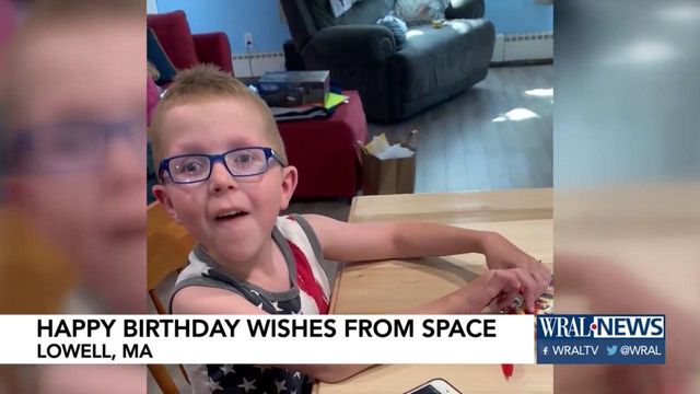 Boy recovering from five organ transplants gets birthday call from space