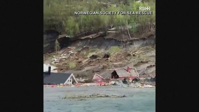 Houses swept into sea by powerful mudslide in Norway