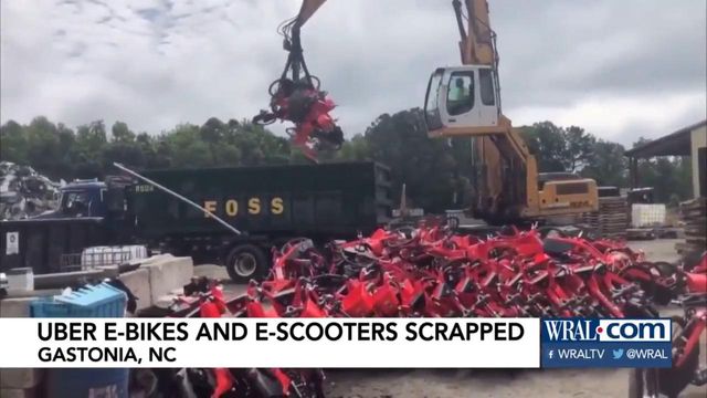 Uber's scrapped e-bikes and e-scooters program in NC scrapyard