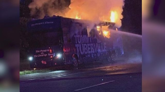 Campaign bus of Republican candidate opposing Jeff Sessions catches fire on freeway