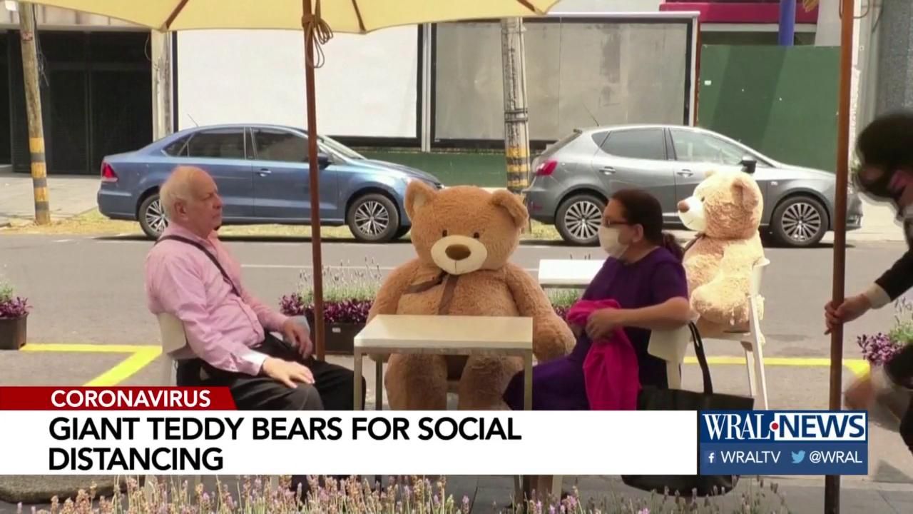 Cafe in Mexico City using giant teddy bears to help with social distancing