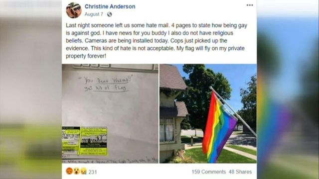 Couple threatened for flying pride flag at their home
