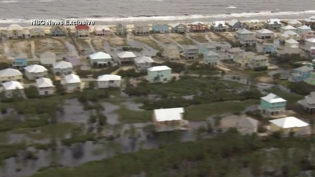 Raw: Flyover of Gulf Coast shows flooding damage