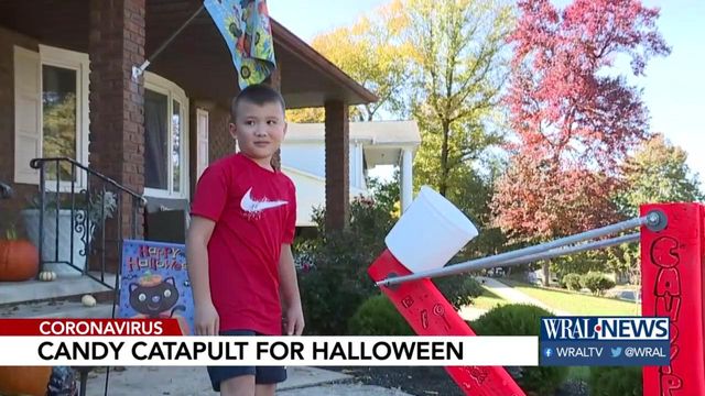 Family creates candy catapult for Halloween during coronavirus pandemic 