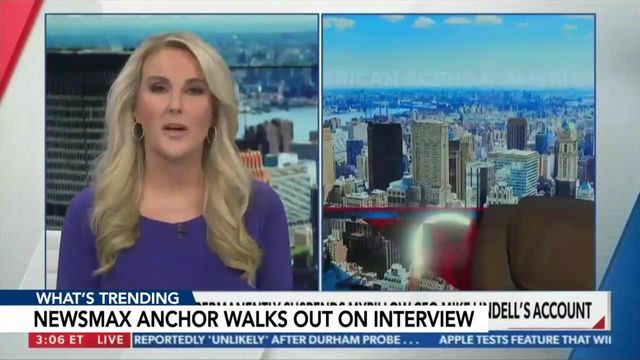 Newsmax anchor walks away during live TV interview