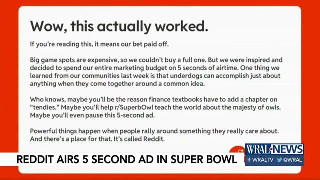 Reddit airs 5 second ad in Super Bowl 