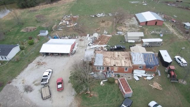 Drone footage shows damage from Kentucky tornado