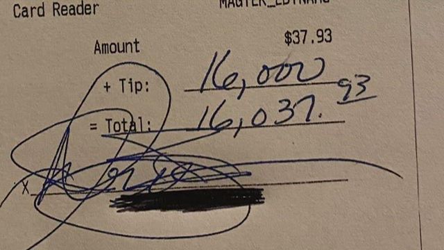 Mystery diner tips $16,000 to restaurant staff on $37 bill
