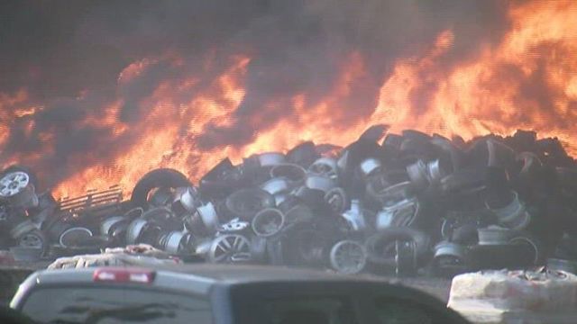 Burning rubber: Oklahoma tire fire leads to huge flames