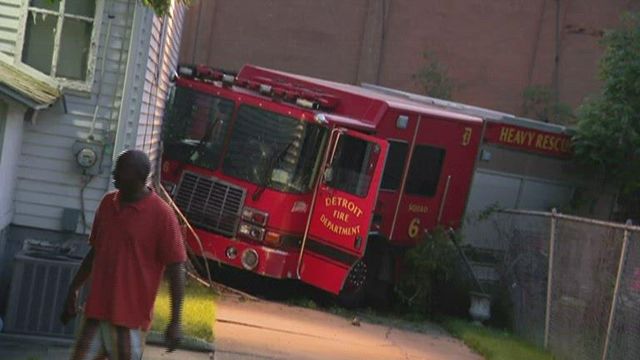 Several hurt after fire truck crashes into house
