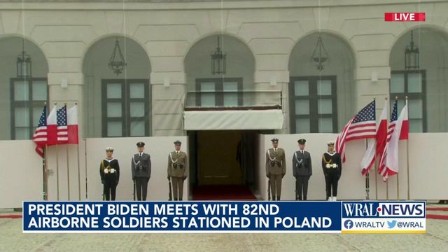 Biden meets with 82nd Airborne troops stationed in Poland 