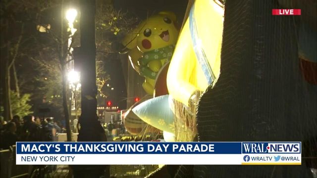 Macy's Thanksgiving Day Parade participants making final preparations 