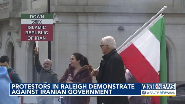Protestors in Raleigh demonstrate against Iranian government