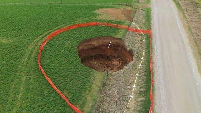 Mystery sinkhole in rural Iowa growing wider