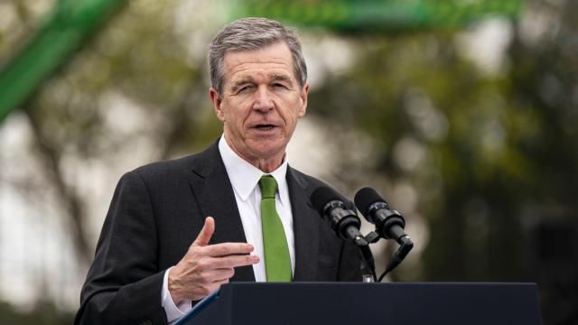 FILE — North Carolina Gov. Roy Cooper speaks during a news conference in Durham, N.C., March 28, 2023. North Carolina hastily approved legislation on Thursday, May 4, that would ban most abortions after 12 weeks of pregnancy, setting the stage for a likely test of the Republican Party’s new, but slim, supermajority. (Al Drago/The New York Times)