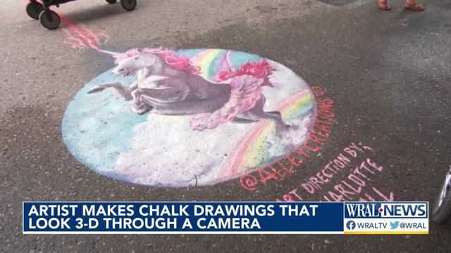 Minnesota artist makes chalk drawings that look 3D through a camera