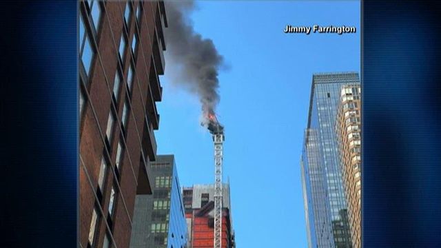 Crane collapses in Manhattan after catching fire