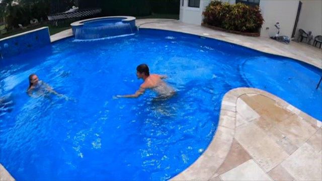 On cam: 12-year-old saves man drowning in pool