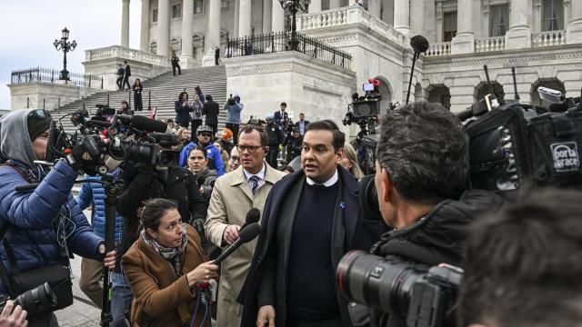 George Santos is surrounded by reporters outside the U.S. Capitol in Washington after being expelled from Congress, on Friday, Dec. 1, 2023. Santos’ political career illustrated one truth: it has become far too easy to abuse campaign finance laws. (Kenny Holston/The New York Times)