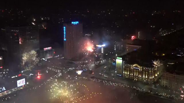 New Year's celebrations in Warsaw, Poland 