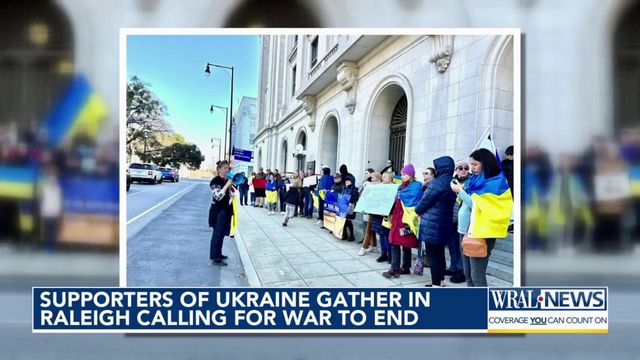 Supporters of Ukraine gather in Raleigh calling for war to end
