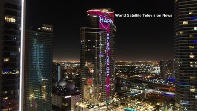 The world's tallest valentine lights up south Florida skyline