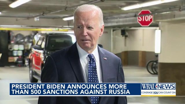 President Joe Biden announces more than 500 sanctions against Russia