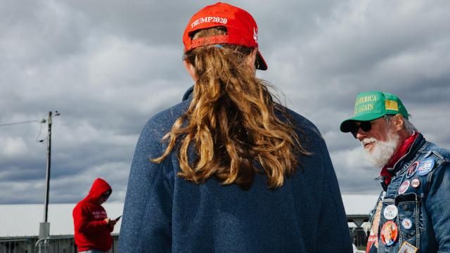 Attendees at a rally for former President Donald Trump in Schnecksville, Pa., on April 13, 2024. The New York Times/Siena College poll found that a majority of men - 54% - said that Trump respects women either "a lot" or "some." Just 31% of women saw things that way. (Michelle Gustafson for The New York Times)