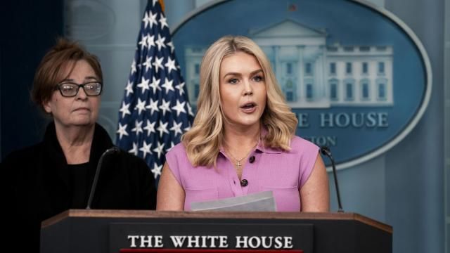 White House Press Secretary Karoline Leavitt speaks alongside Patty Morin, the mother of Rachel Morin who was murdered in 2023, during a briefing for reporters at the White House in Washington, on Wednesday, April 16, 2025. To defend the Trump administration’s actions in the case of Kilmar Armando Abrego Garcia, the wrongly deported Maryland man, Leavitt gave speaking time to the mother of a murder victim in a case entirely unrelated to Abrego Garcia. (Doug Mills/The New York Times)
